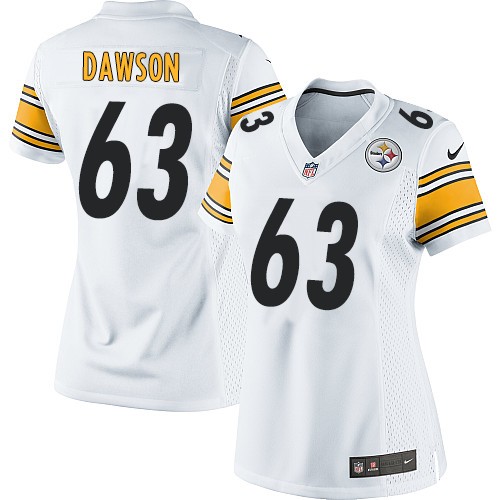 Women's Limited Dermontti Dawson Nike Jersey White Road - #63 NFL Pittsburgh Steelers